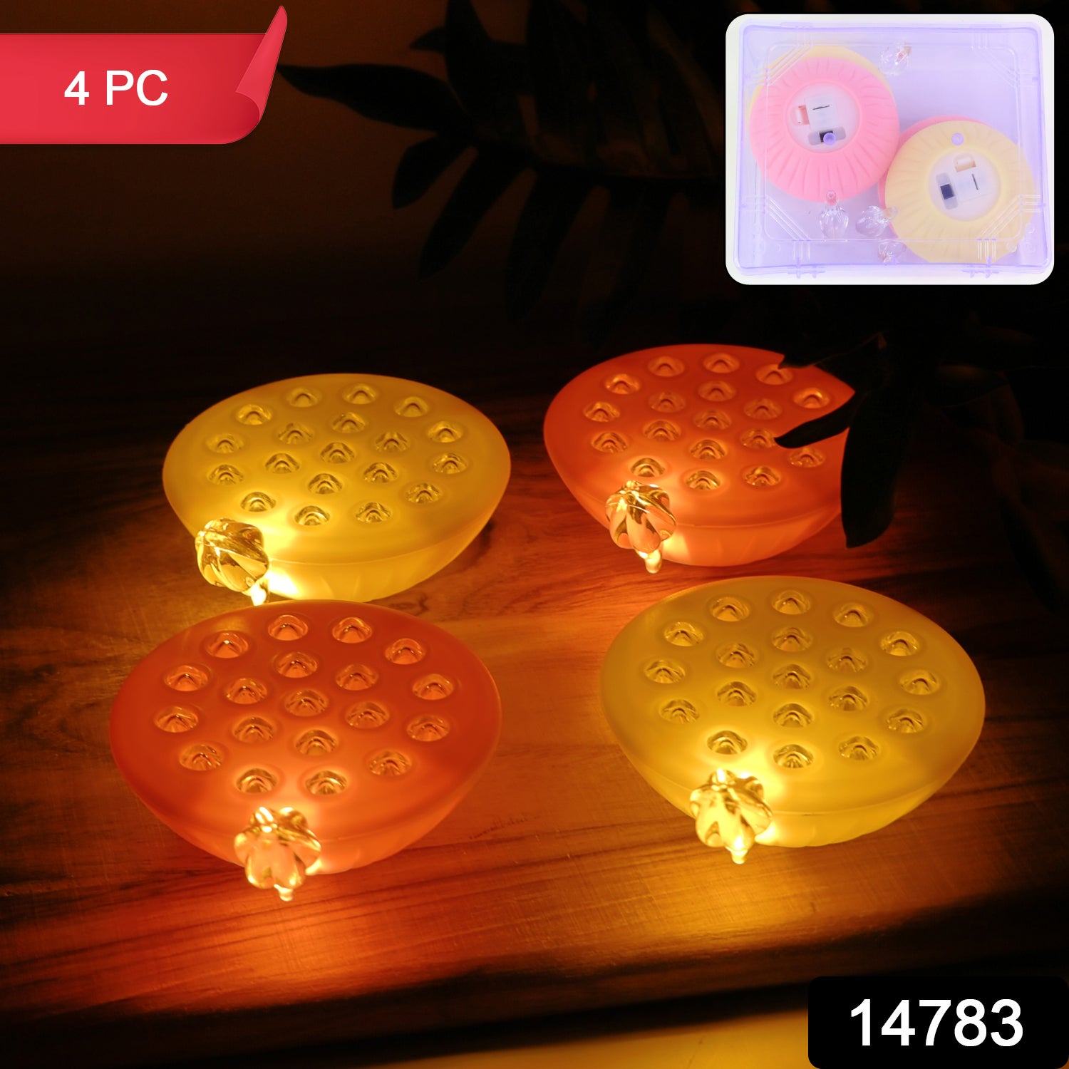 Set of four Wukusy Lotus Canopy LED decorative lamps for home decor, featuring elegant floral design and warm lighting.