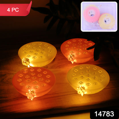 Set of four Wukusy Lotus Canopy LED decorative lamps for home decor, featuring elegant floral design and warm lighting.