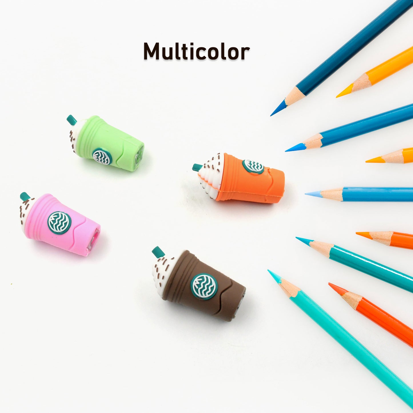 Wukusy 2-in-1 3D ice cream and coffee shape manual pencil sharpener for kids, fun school supplies and back-to-school gift