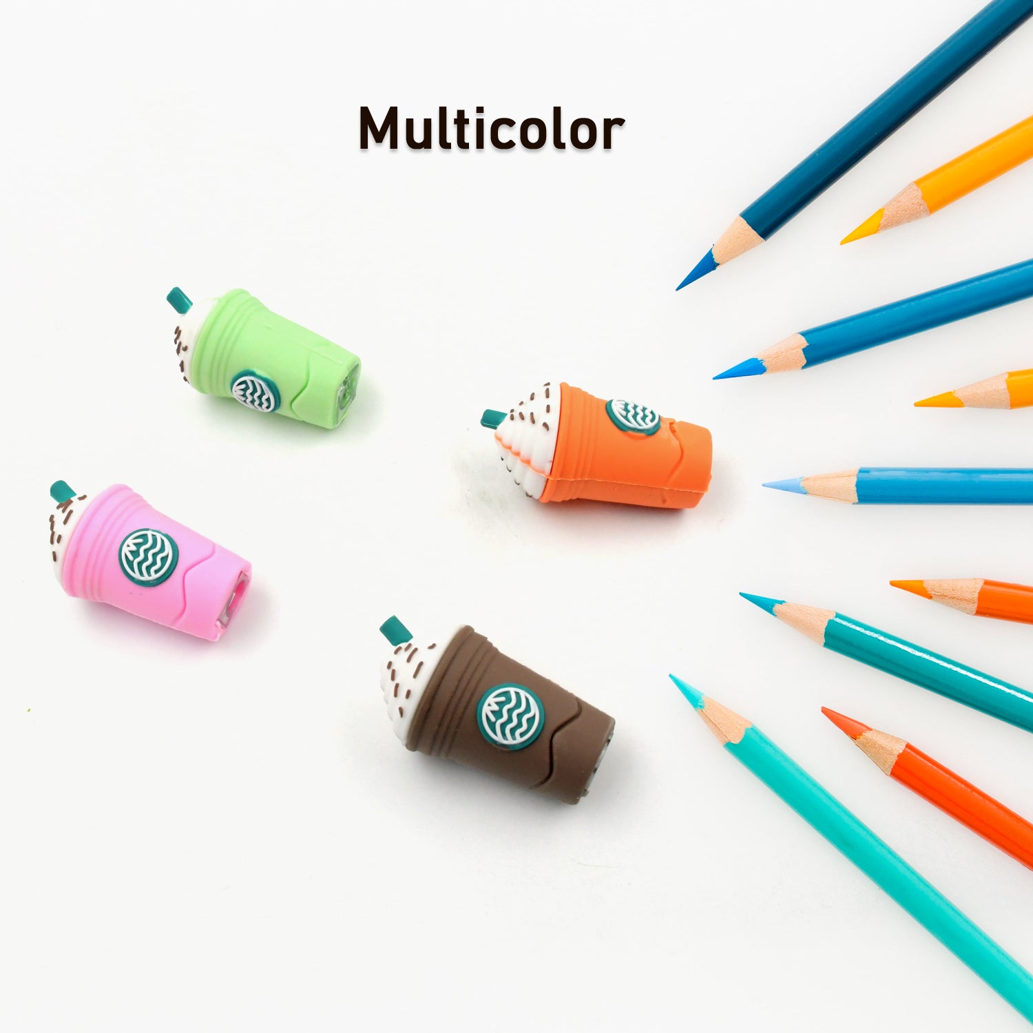 Wukusy 2-in-1 3D ice cream and coffee shape manual pencil sharpener for kids, fun school supplies and back-to-school gift