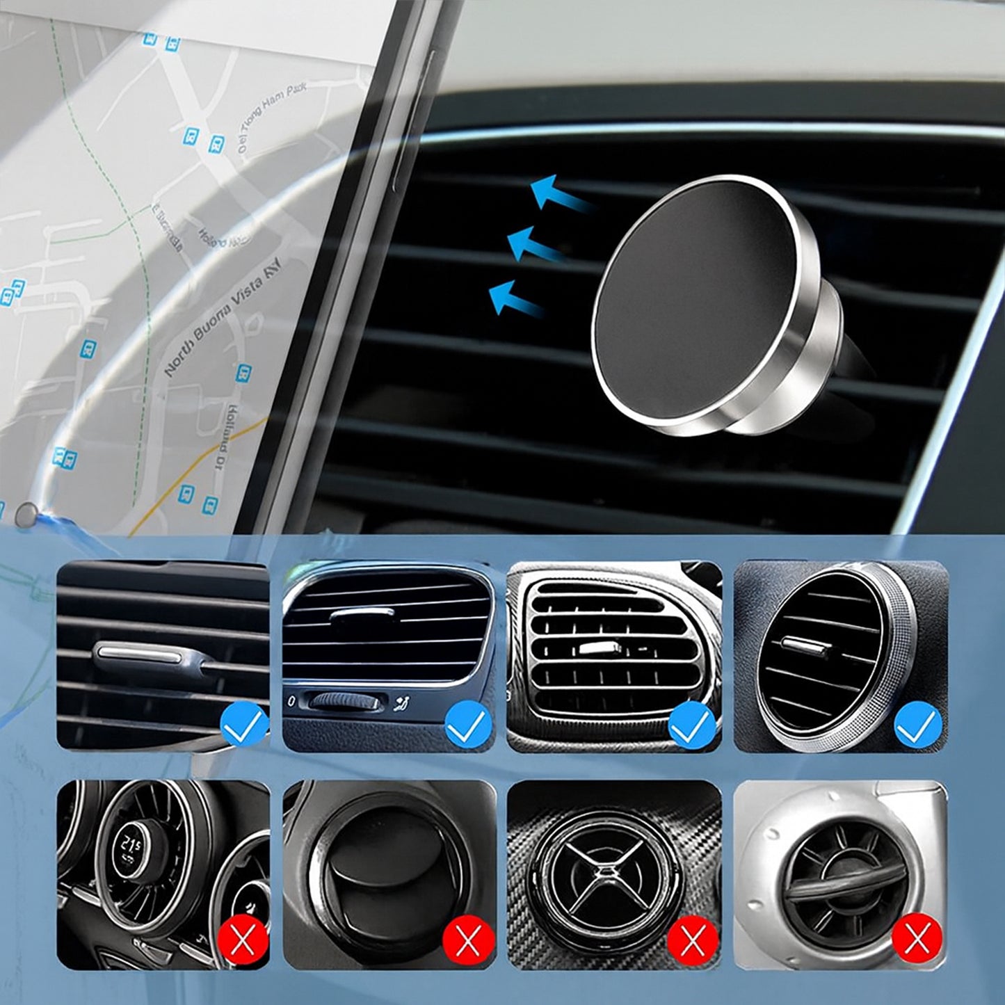 Wukusy 360 rotating magnetic phone holder stand for mobile devices, showing adjustable design and magnetic attachment.