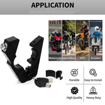 Wukusy motorcycle grip lock securing handlebar throttle grip for theft prevention on a motorcycle handlebar.