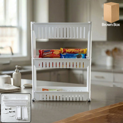 Wukusy Prexo multipurpose 3-layer kitchen storage rack organizer with metal shelves and adjustable design for countertop organization
