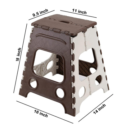 Wukusy 18-inch folding stool with non-slip surface, lightweight design, supports up to 95 kg, ideal for kitchen, garden, or bathroom use.