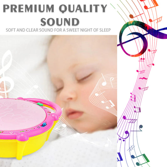 Colorful plastic Wukusy 4461 flash drum toy for kids with lights, musical sounds, and a playful design for children.