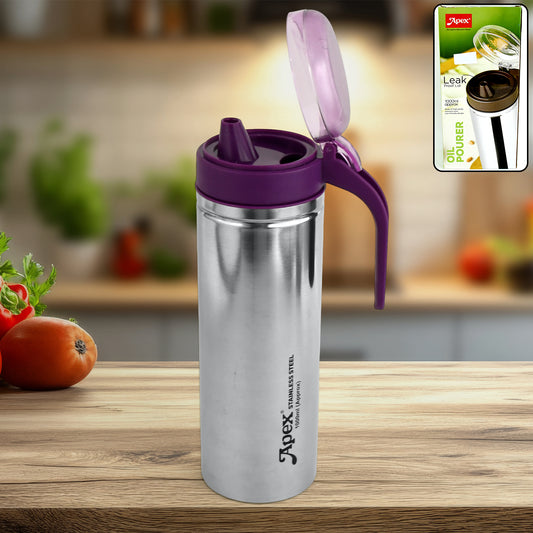 Wukusy Apex 1000ml stainless steel oil pourer for kitchen use, with a sleek design and easy pour spout for cooking and seasoning.