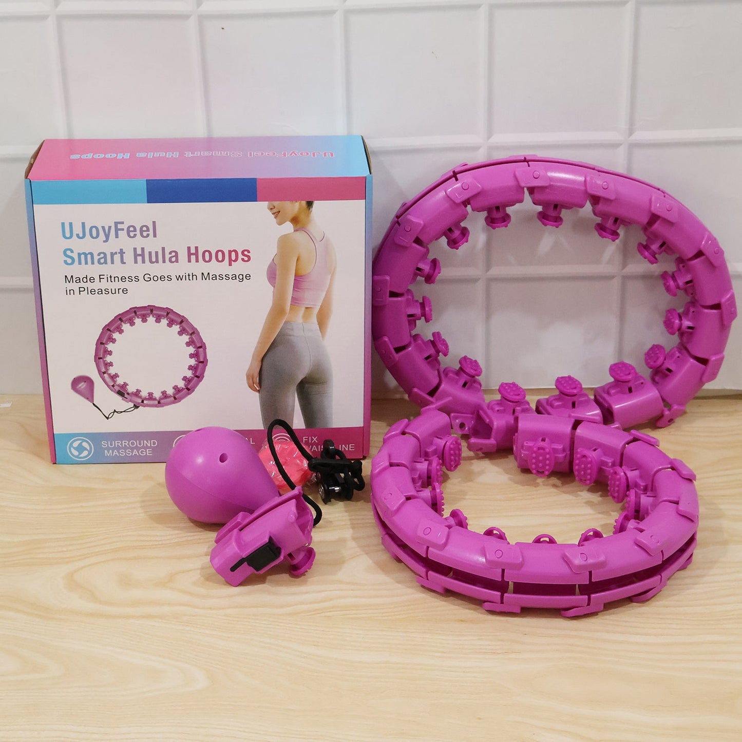 Wukusy smart fitness hula hoop with weighted ball, detachable waist exerciser, shown on a clean background for effective workout.