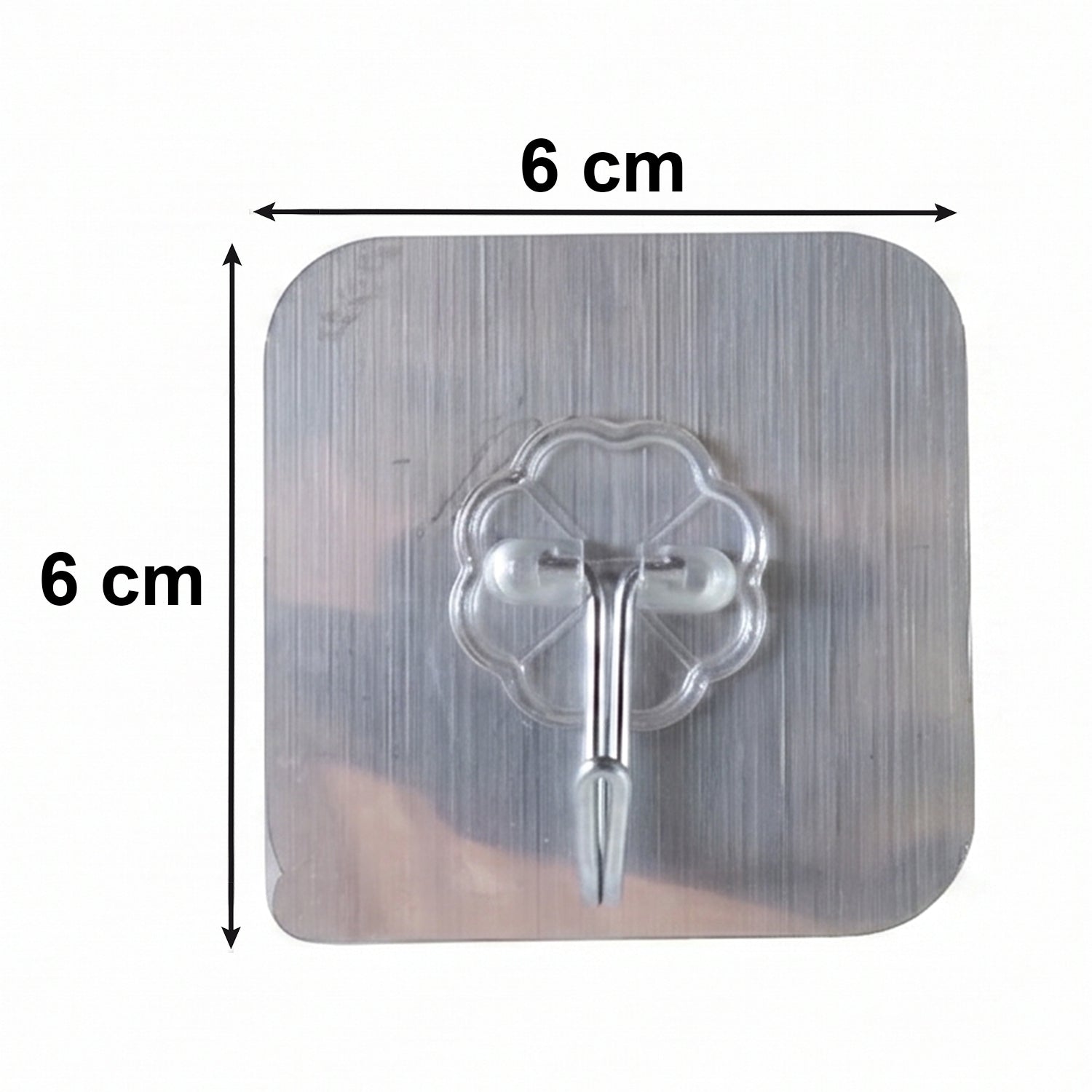 Transparent heavy-duty self-adhesive wall hook by Wukusy mounted on a wall for hanging items