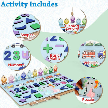 Wukusy wooden number puzzle match board with magnetic rods, featuring colorful numbered pieces for educational play.