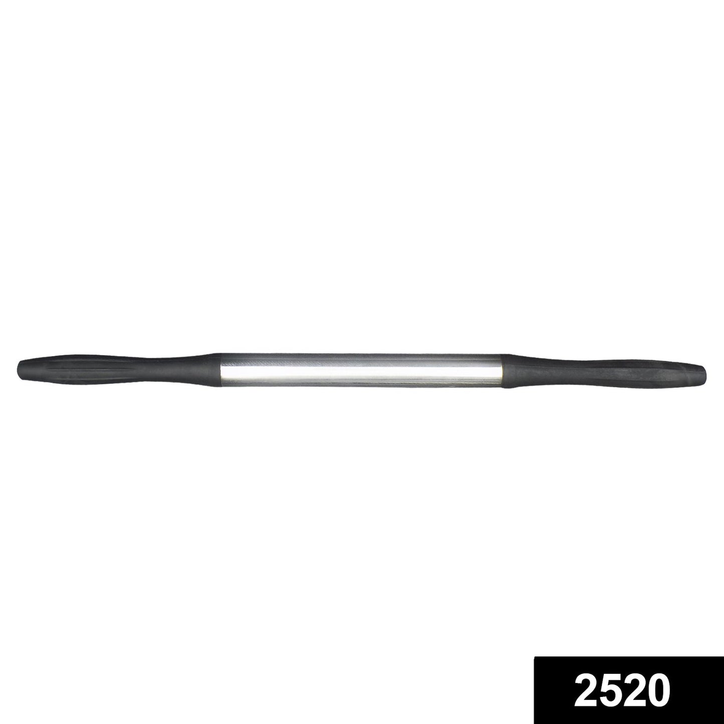 Black Wukusy 2520 Kitchen Plastic Belan rolling pin on a wooden surface, highlighting its smooth plastic handle and sturdy design.