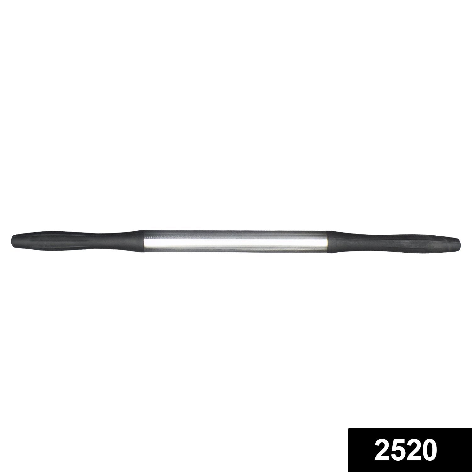 Black Wukusy 2520 Kitchen Plastic Belan rolling pin on a wooden surface, highlighting its smooth plastic handle and sturdy design.