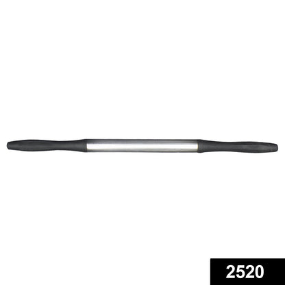 Black Wukusy 2520 Kitchen Plastic Belan rolling pin on a wooden surface, highlighting its smooth plastic handle and sturdy design.