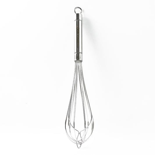Wukusy Apex stainless steel medium hand whisk for mixing and whipping in home and kitchen cooking tasks.