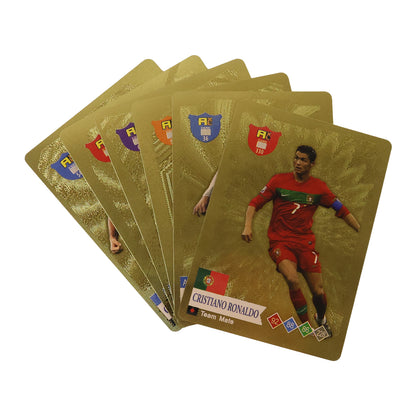 Wukusy World Football Stars Card Set featuring trading cards of famous football players on glossy collectible cards.