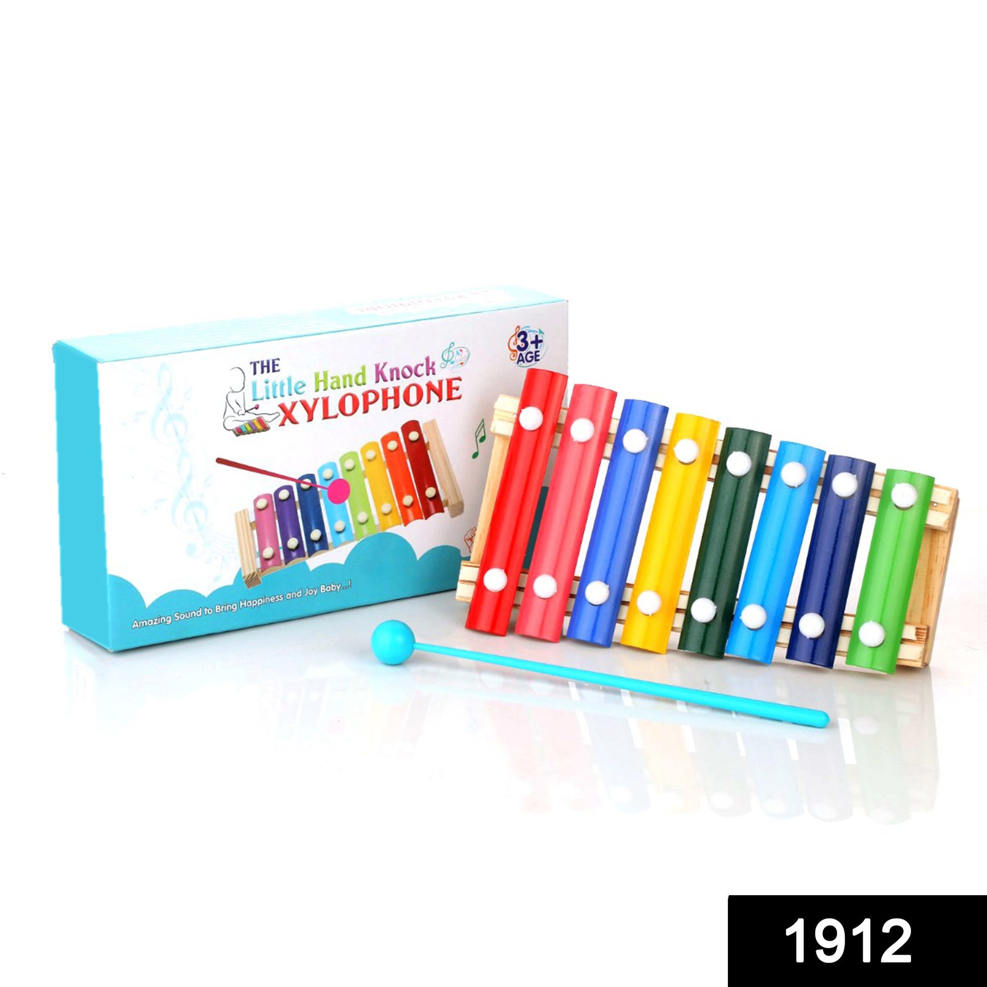 Colorful Wukusy 1912 Wooden Xylophone musical toy for children with multicolored bars and wooden frame, ideal for early musical play.