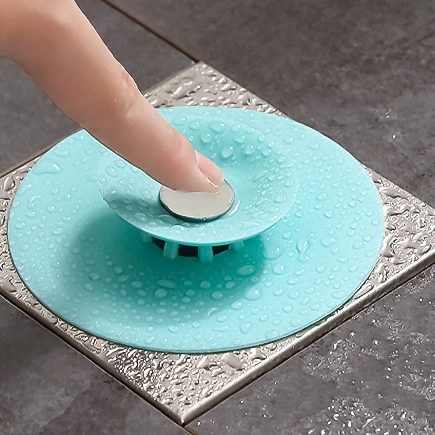Creative 2-in-1 light green silicone sewer sink sealer cover drainer by Wukusy, designed for kitchen and bathroom sinks.