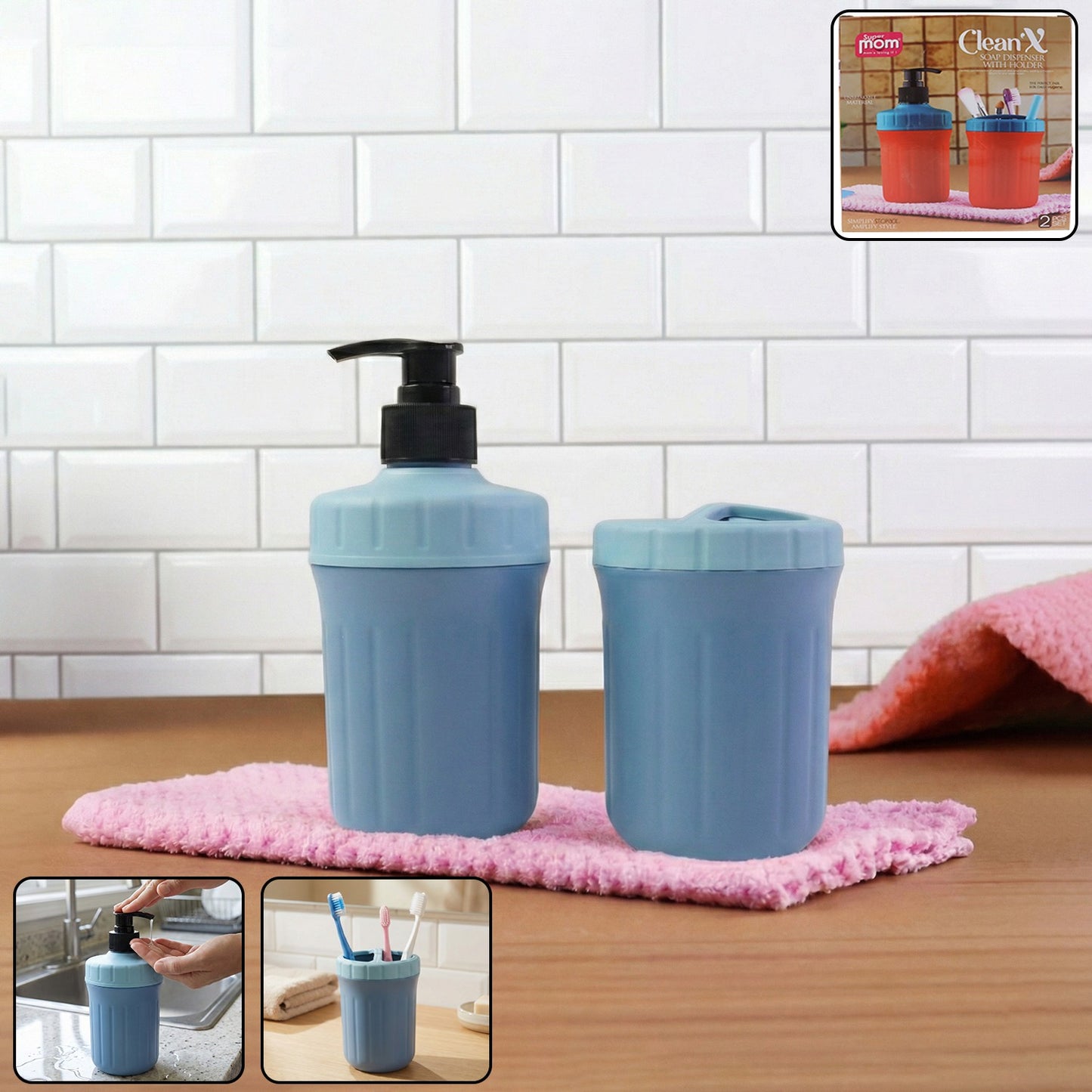 Wukusy multipurpose soap dispenser with utility holder, white plastic with pump and storage compartments for kitchen or bathroom use