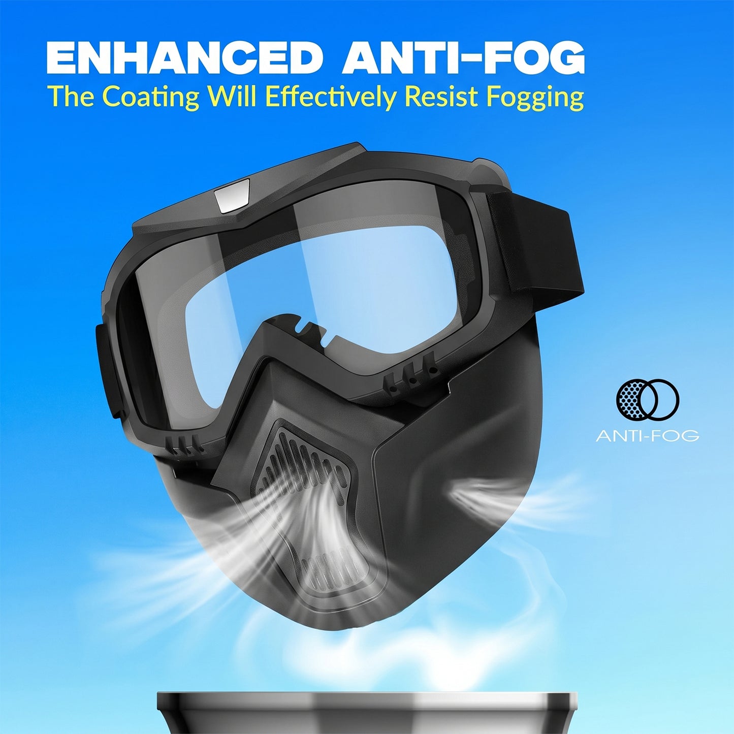 Wukusy protective bike goggle face mask and riding glasses with detachable dust-proof lenses, designed for cycling safety.