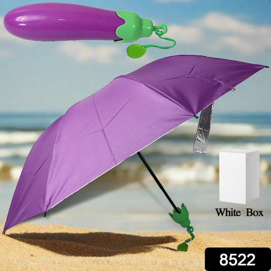 Wukusy vegetable-shaped folding umbrella with plastic case, compact mini sun and rain umbrella with UV protection and cute design.