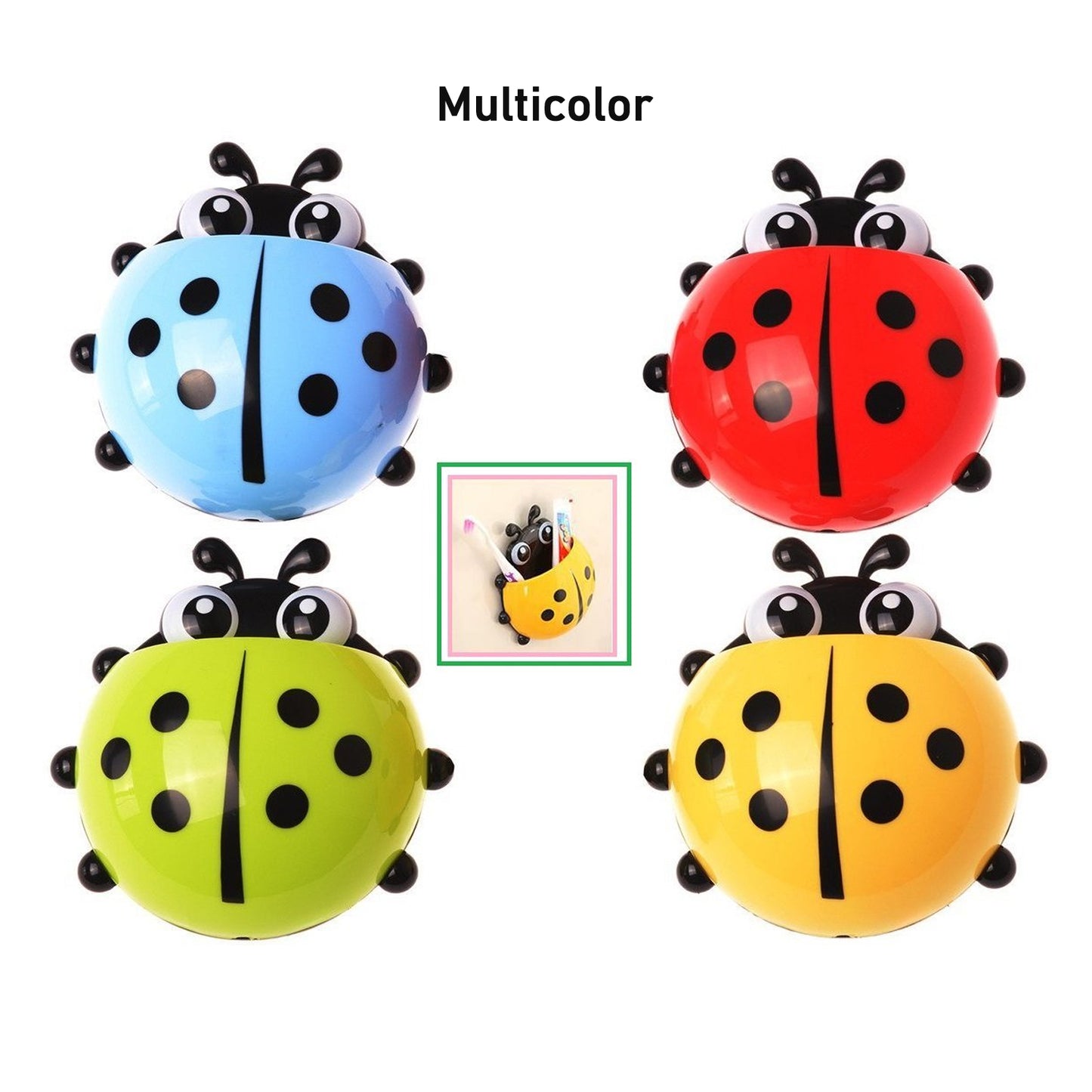 Wukusy ladybug-shaped toothbrush holder for bathroom storage, featuring a colorful ladybug design with space for toothbrushes.