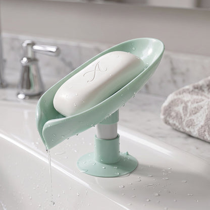 Plastic Leaf Suction Cup Soap Holder  Wall-mounted Bathroom Organizer
