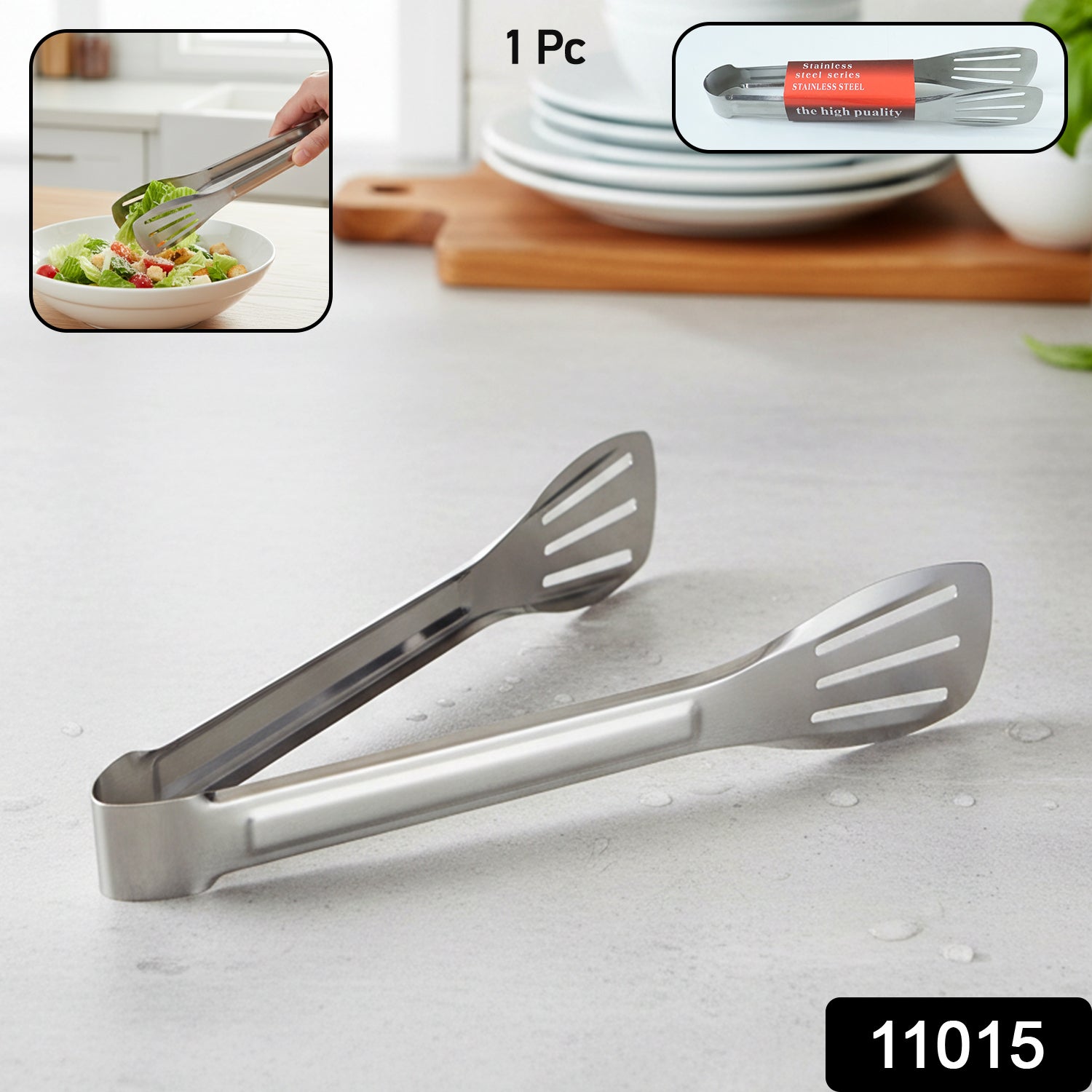 Stainless steel kitchen serving tongs by Wukusy, 1-piece, with a sleek design for food serving and handling