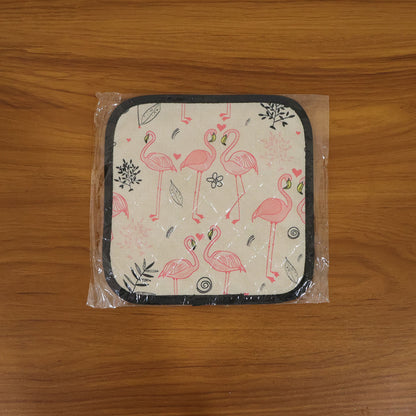 Wukusy printed kitchen pot holder heat-resistant mat with colorful geometric design, 20x20 cm for safe handling of hot cookware.