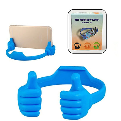 Wukusy hand-shaped mobile stand for supporting smartphones in home or office, shown with colorful packaging.