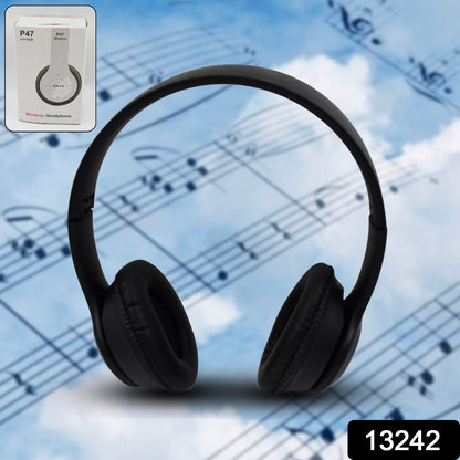 Wukusy foldable wireless headphones with calling function, showing black over-ear design and built-in microphone for mobile use