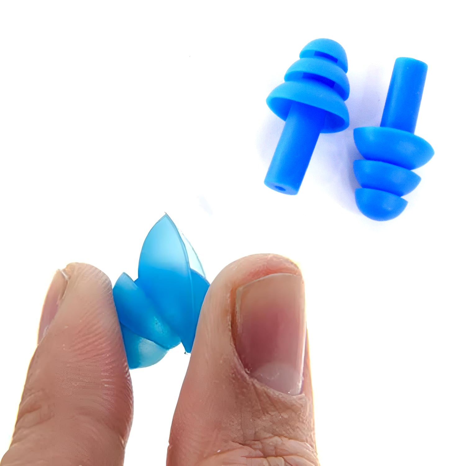 Reusable silicone swimming ear plugs set by Wukusy, comfortable waterproof ear protection for swimming and water activities.