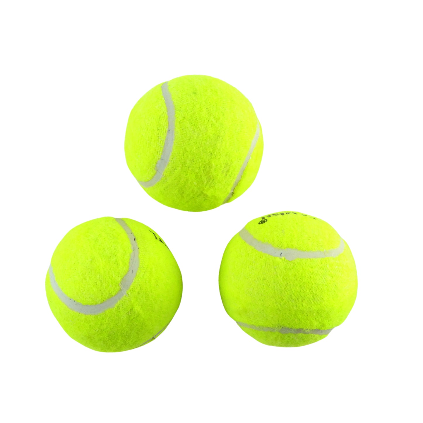 Set of three premium Wukusy tennis balls with bright yellow felt for outdoor and indoor tennis play.