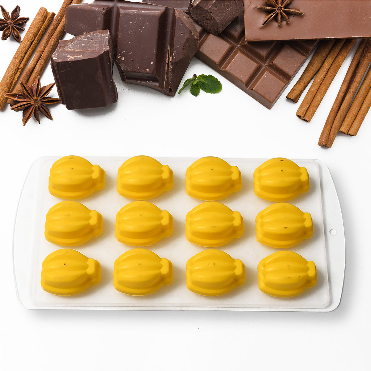 Wukusy silicone ice cube tray with colorful fruit-shaped molds for creative, multi-type ice cubes and fun frozen treats.