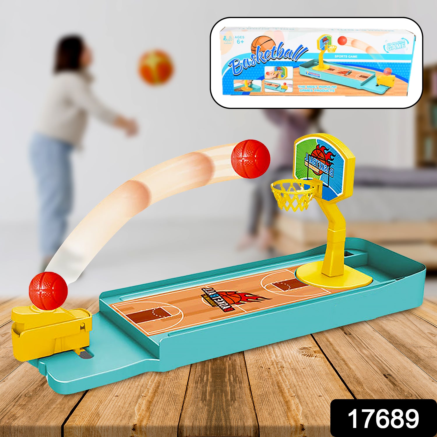 Wukusy mini tabletop finger basketball game with colorful basketballs and mini basketball hoop, perfect for indoor fun for kids and families.