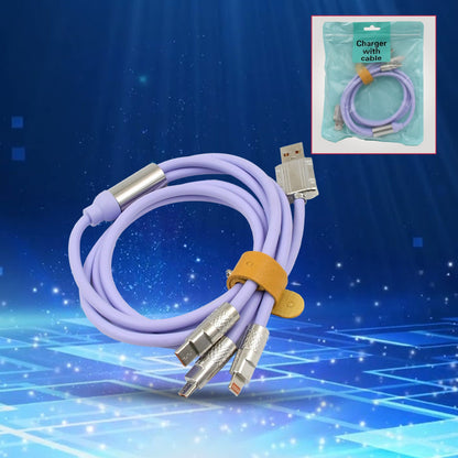 Wukusy 3-in-1 multi fast charging cable with USB, USB-C, and Lightning connectors for versatile device charging.