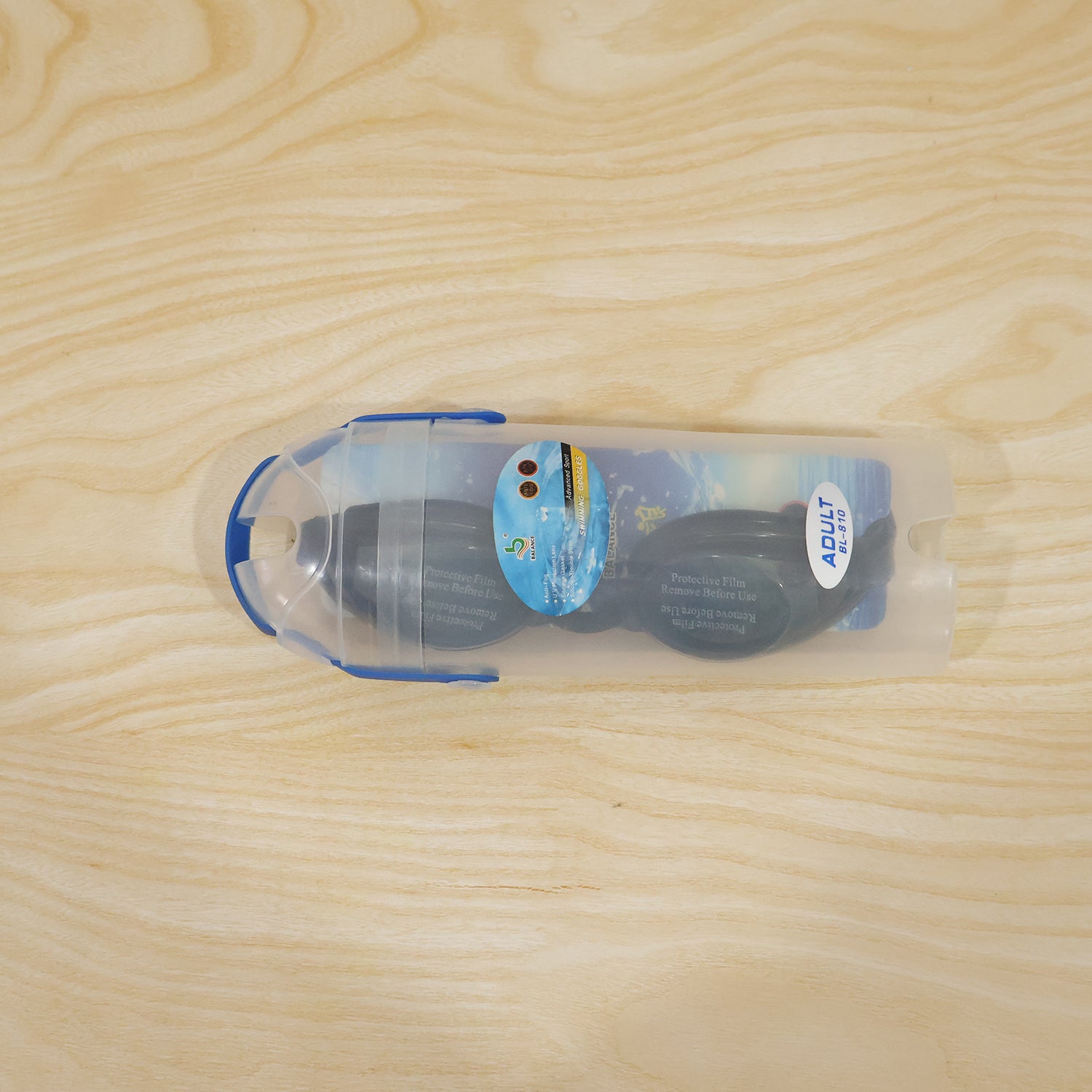 Kids anti-fog swimming goggles from Wukusy with a comfortable fit, featuring clear lenses and adjustable straps.