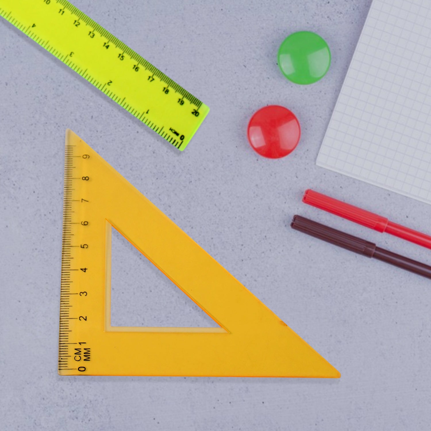 Wukusy 4-piece office geometry set with triangle ruler, protractor, and straight ruler for precise measurements and drawing.