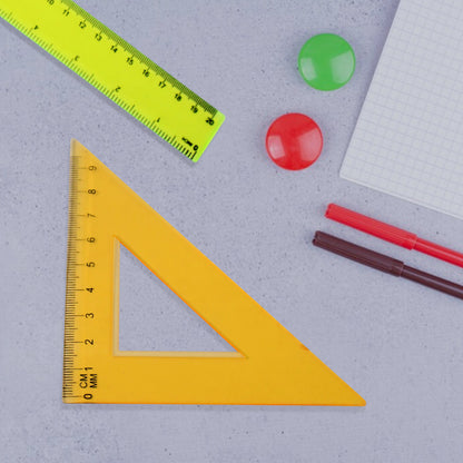 Wukusy 4-piece office geometry set with triangle ruler, protractor, and straight ruler for precise measurements and drawing.