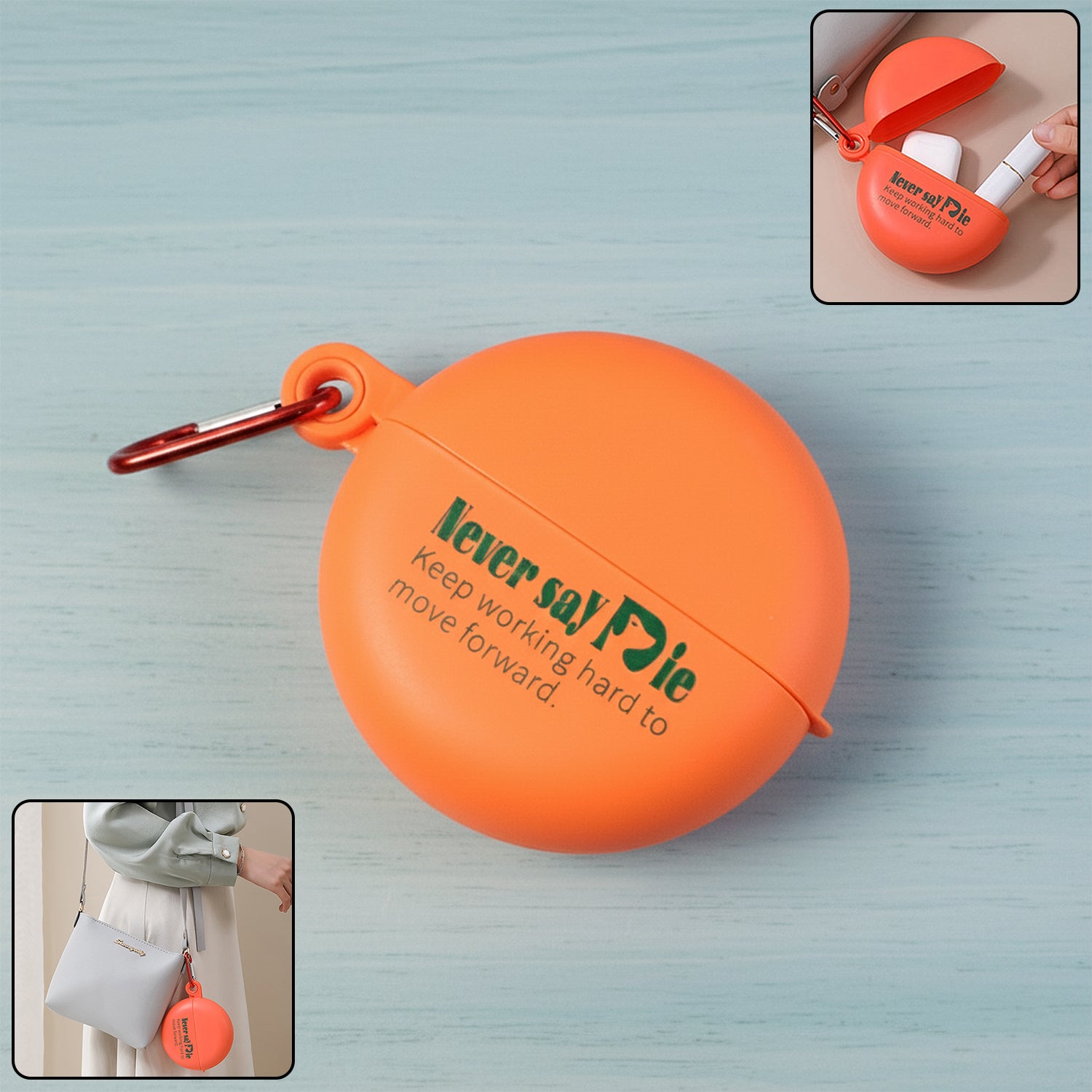 Wukusy plastic round multi-purpose storage box with keychain, empty and compact for organizing small items.