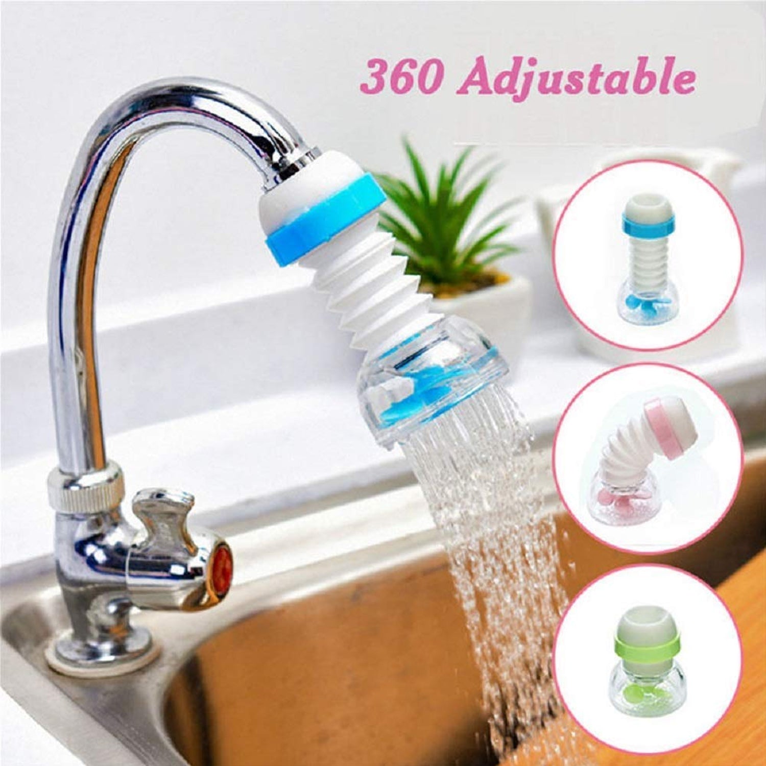 Wukusy adjustable kitchen sink tap with rotating sprayer and built-in water filter for clean, versatile kitchen use.
