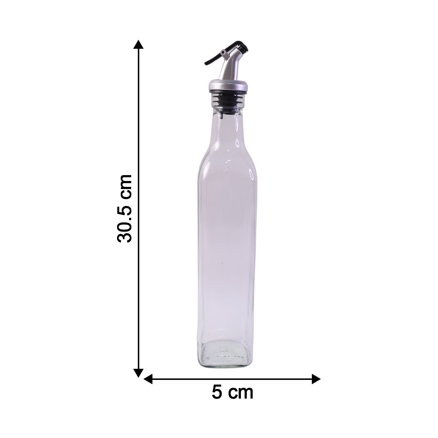 Two transparent glass oil dispenser bottles with leak-proof caps for olive oil and vinegar, by Wukusy.