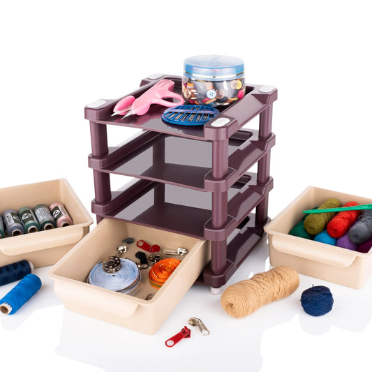 Wukusy 4767 mini 3-layer drawer for storing makeup equipment and kits, ideal for women's home organization.