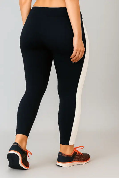 Ekom women’s stretchable yoga pants in black, featuring a comfortable fit and sleek design for daily gym and sports activities.