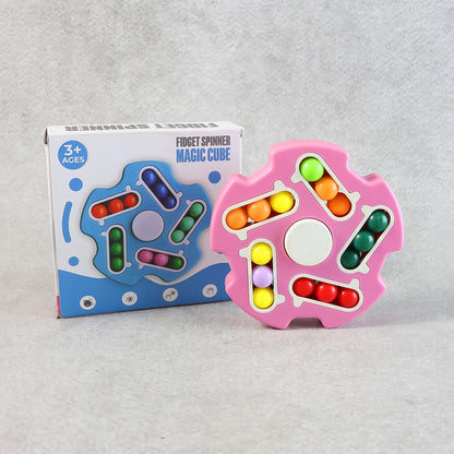 Wukusy Fidget Magic Cube Spinner Toy, multi-track finger puzzle with colorful rotating sections for stress relief and focus.