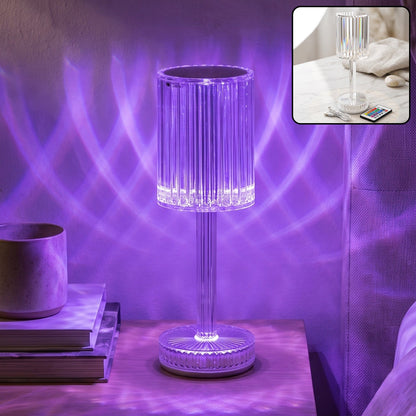 Wukusy touch control RGB crystal LED table lamp with remote, featuring colorful lighting and modern design.