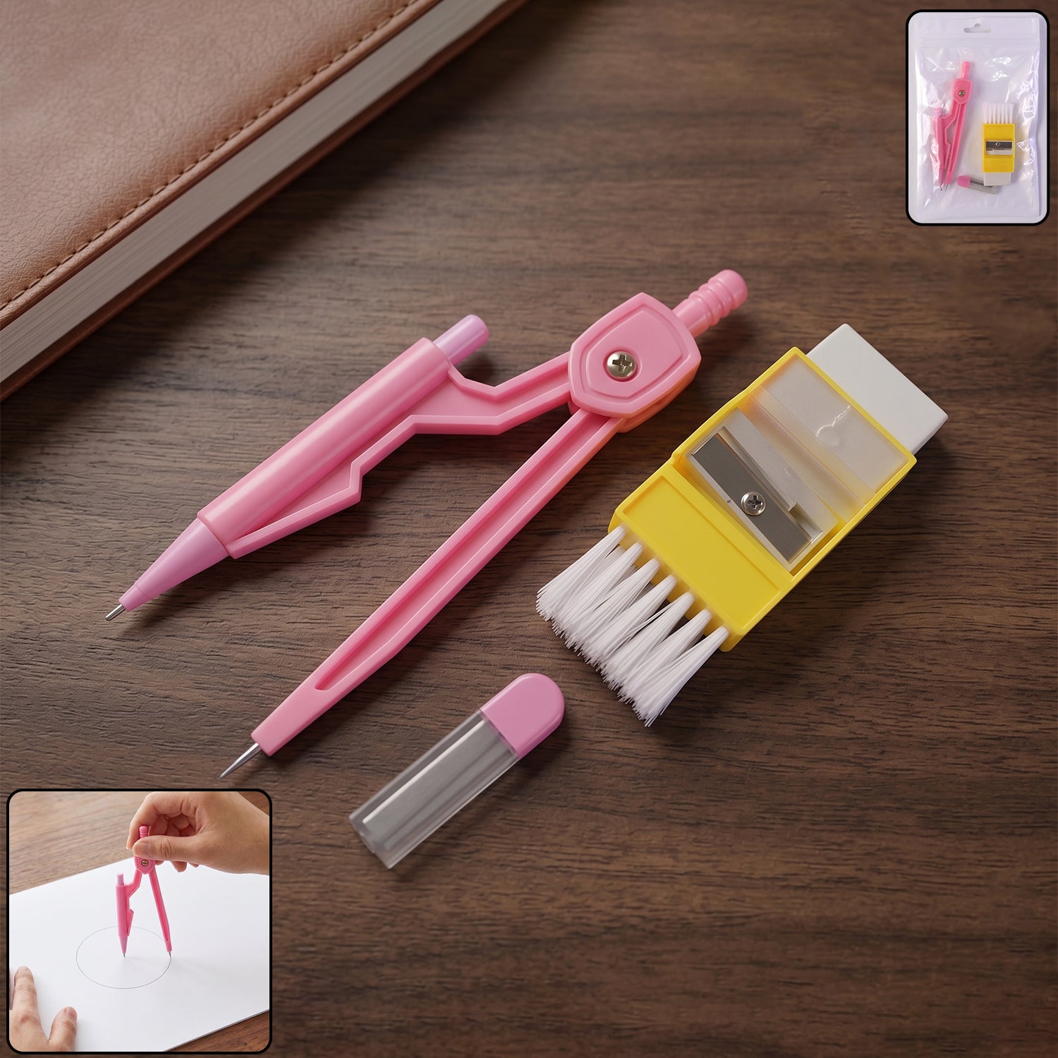 Kids mini stationery set by Wukusy featuring colorful pens, pencils, erasers, and paper for creative school activities.