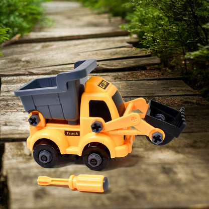 Wukusy engineering vehicle toy set featuring DIY nut assembly and highly detailed car model for children and kids.