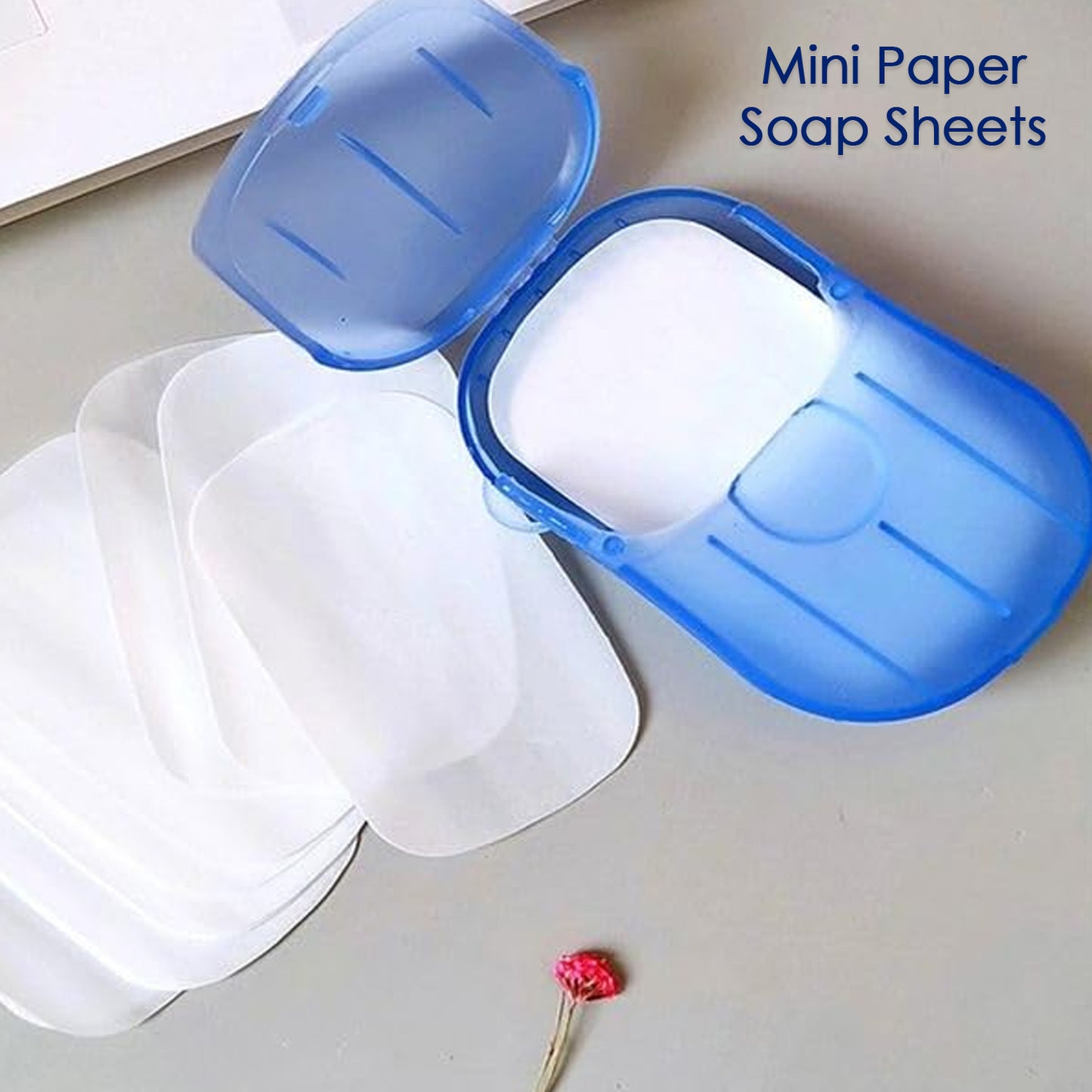 Wukusy portable travel paper soap sheets with mini box, 20 mix-colored sheets for easy home improvement and on-the-go hygiene.