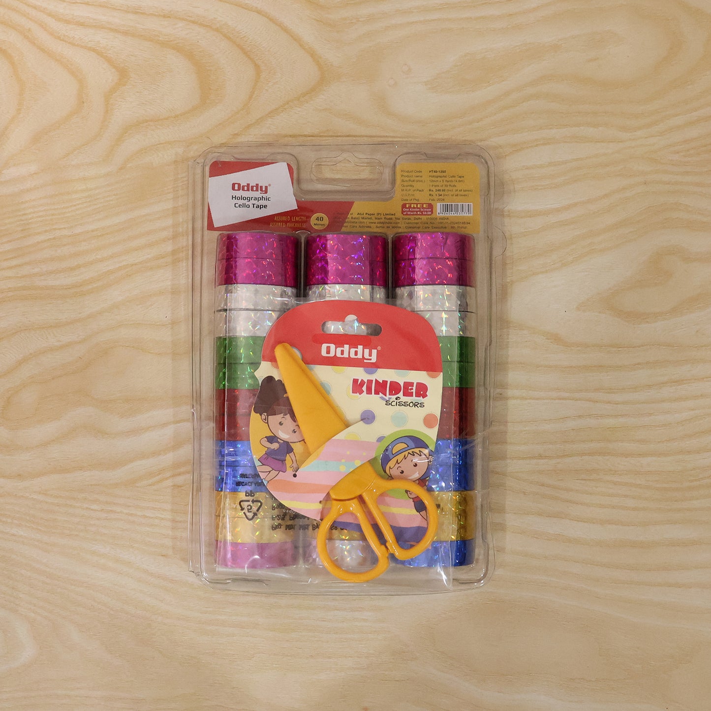 Wukusy holographic decorative tape set with 39 colorful rolls and scissors for craft and gift wrapping projects.