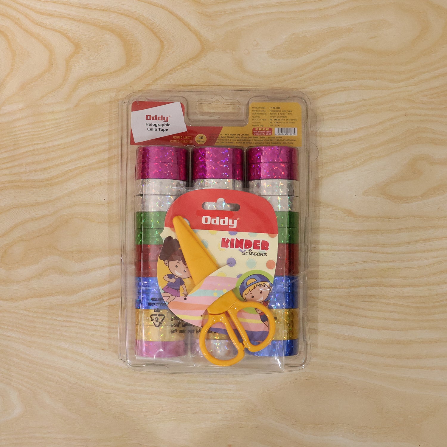 Wukusy holographic decorative tape set with 39 colorful rolls and scissors for craft and gift wrapping projects.