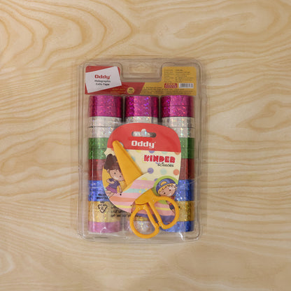 Wukusy holographic decorative tape set with 39 colorful rolls and scissors for craft and gift wrapping projects.